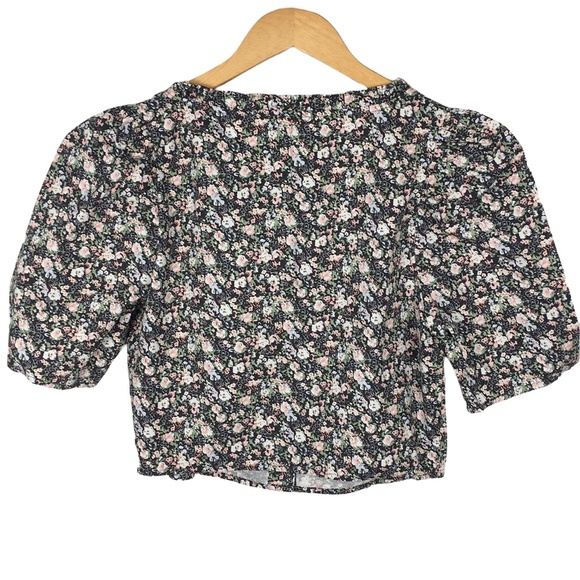 Levi’s Floral Puff Shoulder Cropped Blouse Medium - Picture 2 of 7